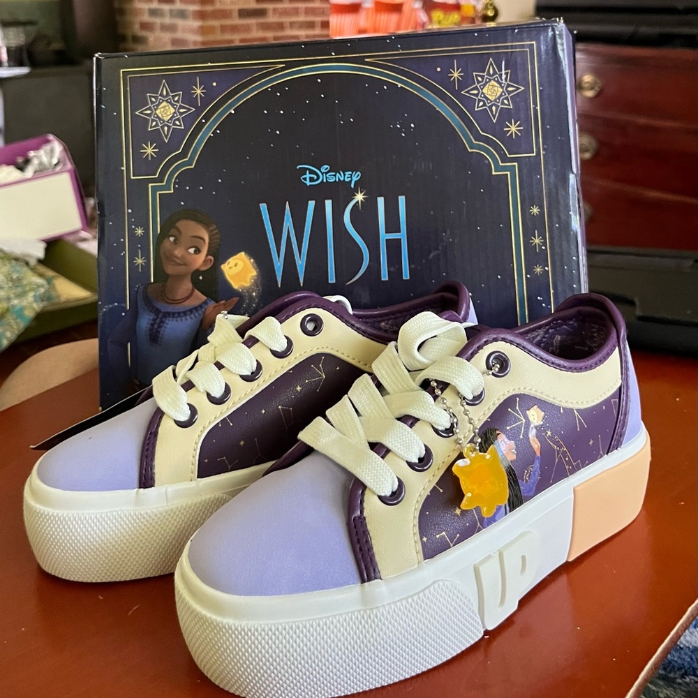Disney  Wish Purple and Cream Sneakers with Whimsical Design